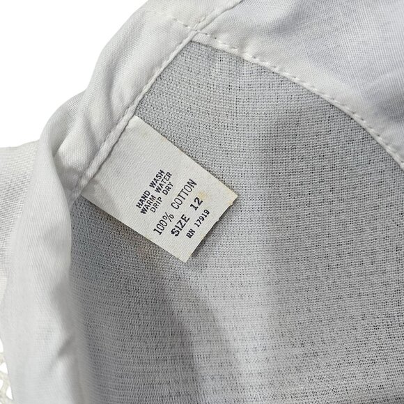 Vintage‎ 70s Blue Floral Cotton Womens Bra White Lace Trim Button Molded Cups 12 - Picture 5 of 10